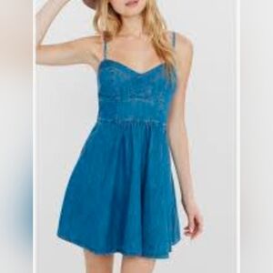 Express Denim Mini‎ Dress Blue Sleeveless Sundress Casual Summer Dress